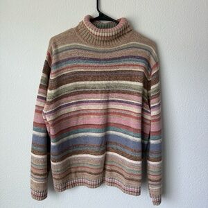 Vintage Y2K Tiara International Granny Striped Turtleneck Sweater Size XL
